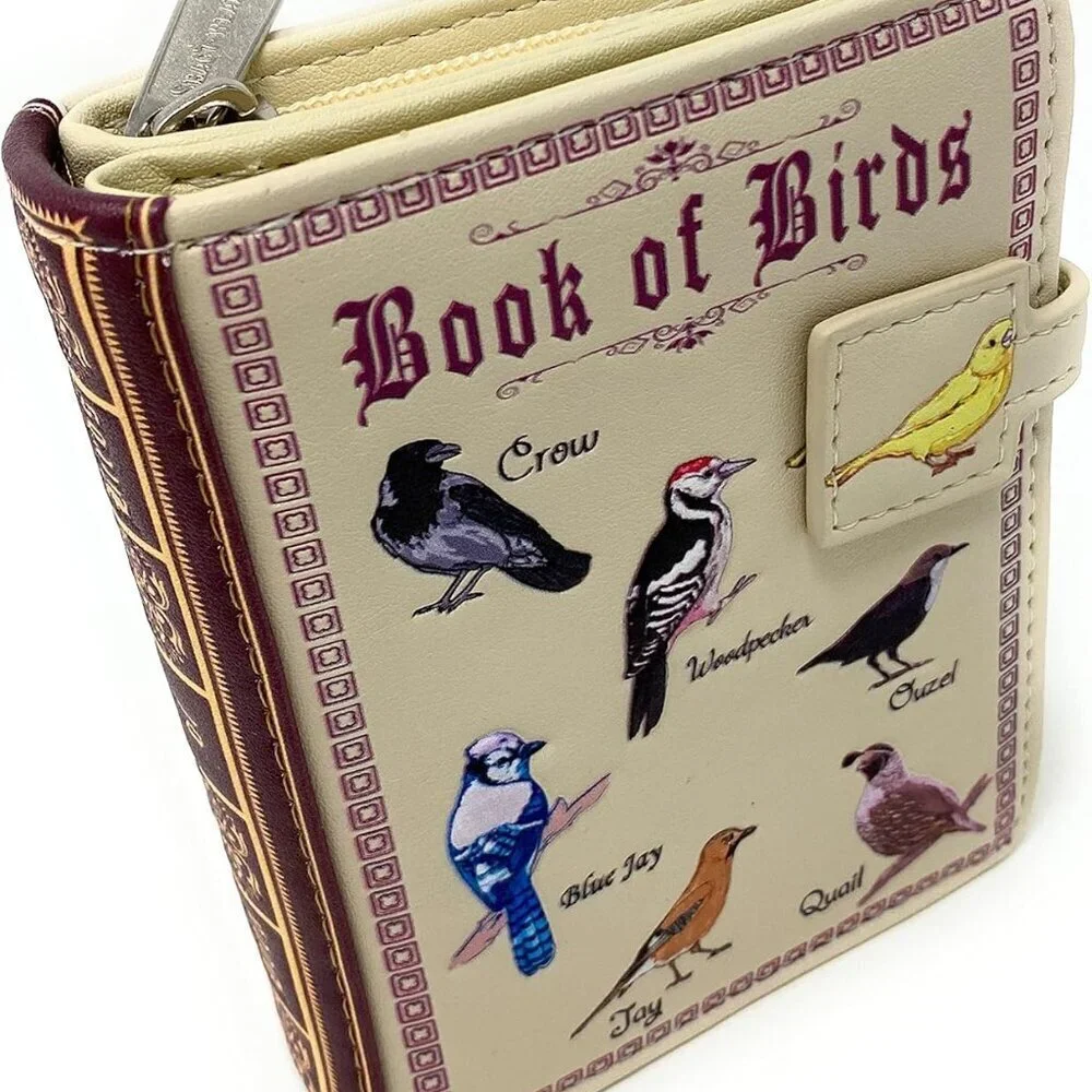Birds Small Wallet Faux Leather Women Girl Vegan 4.5in Beige
